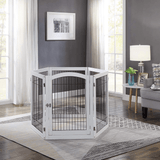 Darrahopens Pet Care > Dog Supplies Wooden Dog Pen and Six Panel Pet Gate, White