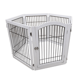 Darrahopens Pet Care > Dog Supplies Wooden Dog Pen and Six Panel Pet Gate, White