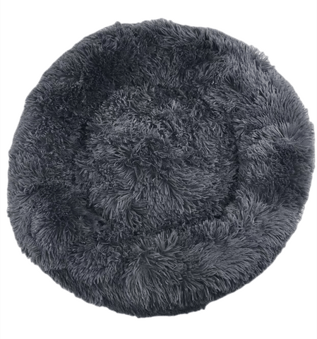 Darrahopens Pet Care YES4PETS Medium Round Calming Plush Cat Dog Bed Comfy Puppy Fluffy Bedding Dark Grey