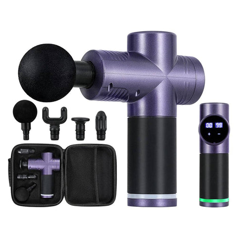 Darrahopens Sports & Fitness > Fitness Accessories Everfit 30 Speed Massage Gun 4 Head Vibration Muscle Massager Percussion Relief Purple