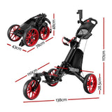 Darrahopens Sports & Fitness > Golf Everfit Golf Buggy Foldable Trolley Golf Cart Swivel Wheel Umbrella Bottle Stand