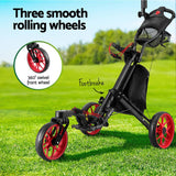 Darrahopens Sports & Fitness > Golf Everfit Golf Buggy Foldable Trolley Golf Cart Swivel Wheel Umbrella Bottle Stand