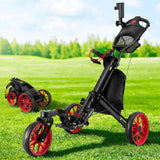 Darrahopens Sports & Fitness > Golf Everfit Golf Buggy Foldable Trolley Golf Cart Swivel Wheel Umbrella Bottle Stand