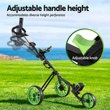 Darrahopens Sports & Fitness > Golf Everfit Golf Buggy Quick Folding Trolley Golf Cart 3 Wheels Height Adjustable