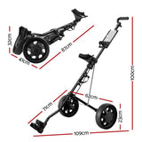 Darrahopens Sports & Fitness > Golf Everfit Golf Buggy Quick Folding Trolley Golf Cart Trolley 2 Wheels Cup Holder