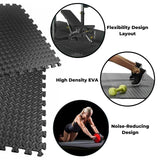 Darrahopens Sports & Fitness Verpeak Puzzle Gym Mat EVA Interlocking Foam Tiles with Border (Black) VP-GMT-100-LMJ