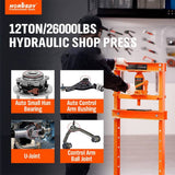 Darrahopens Tools 12-Ton Hydraulic Heavy Duty Floor Shop Press H-Frame Straightening Metal Garages