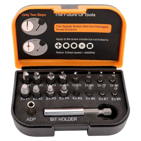 Darrahopens Tools 18x Magnetic Damaged Screw Extractor Set Broken Drill Bit Remover Kit Hex Crv