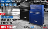 Darrahopens Tools 7 Drawer Tool Box Chest Cabinet Trolley Toolbox Garage Storage Lockable Blue