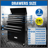 Darrahopens Tools 7 Drawer Tool Box Chest Cabinet Trolley Toolbox Garage Storage Lockable Blue