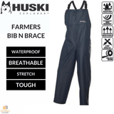 Darrahopens Tools > Industrial Tools HUSKI OVERALLS Farmers Bib N Brace Waterproof Stretch Windproof Work - Navy - 3XL