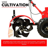 Darrahopens Tools > Power Tools 212CC Tiller Cultivator 4 Blades Rotating Tines Power Rotary Hoe Handheld