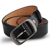 Darrahopens Women's Fashion > Accessories Genuine Leather 110-120CM Womens Belt Pin Buckle Top Layer Cow Leather(Black)