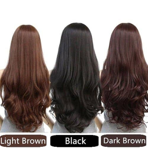 Darrahopens Women's Fashion > Accessories Long Wavy Curly Full Hair Wigs w Side Bangs Cosplay Costume Fancy Anime Womens, Dark Brown