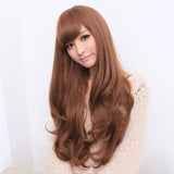 Darrahopens Women's Fashion > Accessories Long Wavy Curly Full Hair Wigs w Side Bangs Cosplay Costume Fancy Anime Womens, Dark Brown