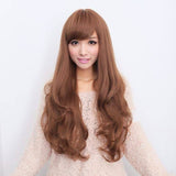 Darrahopens Women's Fashion > Accessories Long Wavy Curly Full Hair Wigs w Side Bangs Cosplay Costume Fancy Anime Womens, Dark Brown