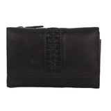 Darrahopens Women's Fashion > Accessories Pierre Cardin Leather Ladies Woven Design Tri-fold RFID Wallet in Black