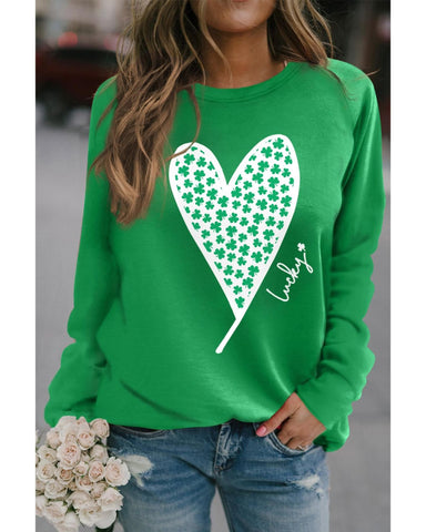 Darrahopens Women's Fashion > Activewear Azura Exchange Lucky Clover Heart Graphic Sweatshirt - L