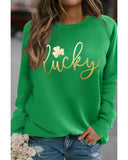 Darrahopens Women's Fashion > Activewear Azura Exchange Lucky Glitter Graphic Raglan Sleeve Sweatshirt - L