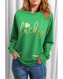 Darrahopens Women's Fashion > Activewear Azura Exchange Lucky Glitter Graphic Raglan Sleeve Sweatshirt - L