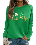 Darrahopens Women's Fashion > Activewear Azura Exchange Lucky Glitter Graphic Raglan Sleeve Sweatshirt - L