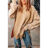 Darrahopens Women's Fashion > Activewear Azura Exchange Oversized Khaki Drop Shoulder Sweatshirt - L