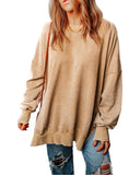 Darrahopens Women's Fashion > Activewear Azura Exchange Oversized Khaki Drop Shoulder Sweatshirt - L