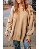 Darrahopens Women's Fashion > Activewear Azura Exchange Oversized Khaki Drop Shoulder Sweatshirt - M