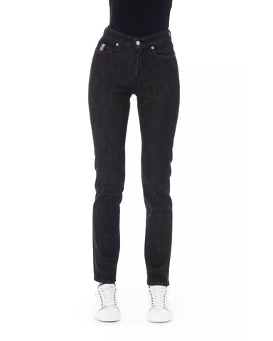 Darrahopens Women's Fashion > Bottoms Regular Jeans with Logoed Button and Tricolor Insert. W28 US Women