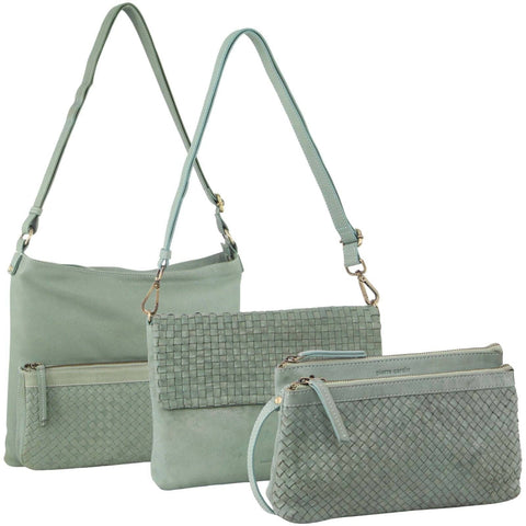 Darrahopens Women's Fashion > Handbags 3-Piece Set Pierre Cardin Womens Woven Cross-Body Bag - Mint Green