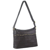 Darrahopens Women's Fashion > Handbags Pierre Cardin Womens Leather Perforated Cross-Body Bag with stud Detailing - Black