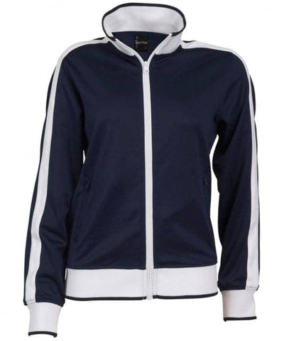 Darrahopens Women's Fashion > Jackets & Coats Identitee Ladies Track Top Jacket Tracksuit Warm Winter Full Zip Varsity Jumper - Navy/White - L (14-16)