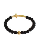 Darrahopens Women's Fashion > Jewellery NIALAYA Gold Plated Sterling Silver Bracelet with CZ Diamond Cross XS Women