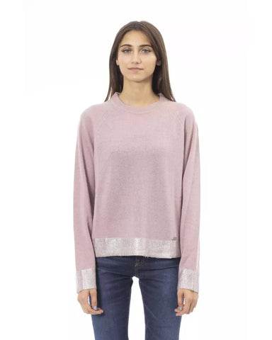 Darrahopens Women's Fashion > Knitwear & Sweaters Ribbed Crew Neck Sweater with Long Sleeves and Metal Monogram Detail M Women