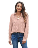 Darrahopens Women's Fashion > Tops & T-shirts Azura Exchange Button Fuzzy Polka Dot Shirt - M