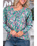 Darrahopens Women's Fashion > Tops & T-shirts Azura Exchange Elegant Floral Print Long Sleeve Blouse - L