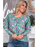 Darrahopens Women's Fashion > Tops & T-shirts Azura Exchange Elegant Floral Print Long Sleeve Blouse - L