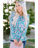 Darrahopens Women's Fashion > Tops & T-shirts Azura Exchange Elegant Floral Print Long Sleeve Blouse - L