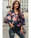 Darrahopens Women's Fashion > Tops & T-shirts Azura Exchange Flared Sleeve Floral Blouse - M