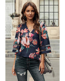 Darrahopens Women's Fashion > Tops & T-shirts Azura Exchange Flared Sleeve Floral Blouse - M