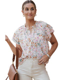 Darrahopens Women's Fashion > Tops & T-shirts Azura Exchange Floral Mandarin Collar Top - M