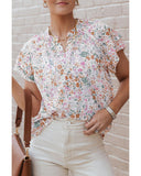 Darrahopens Women's Fashion > Tops & T-shirts Azura Exchange Floral Mandarin Collar Top - M