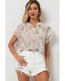 Darrahopens Women's Fashion > Tops & T-shirts Azura Exchange Floral Mandarin Collar Top - M