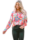 Darrahopens Women's Fashion > Tops & T-shirts Azura Exchange Floral Print Bubble Sleeve Shirt - XL