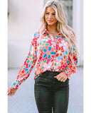 Darrahopens Women's Fashion > Tops & T-shirts Azura Exchange Floral Print Bubble Sleeve Shirt - XL