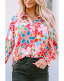 Darrahopens Women's Fashion > Tops & T-shirts Azura Exchange Floral Print Bubble Sleeve Shirt - XL