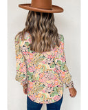 Darrahopens Women's Fashion > Tops & T-shirts Azura Exchange Floral Print Puff Sleeve Blouse - L