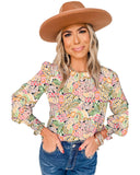 Darrahopens Women's Fashion > Tops & T-shirts Azura Exchange Floral Print Puff Sleeve Blouse - L