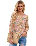 Darrahopens Women's Fashion > Tops & T-shirts Azura Exchange Floral Print Puff Sleeve Blouse - L