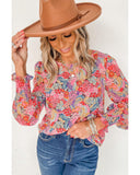 Darrahopens Women's Fashion > Tops & T-shirts Azura Exchange Floral Puff Sleeve Blouse - M